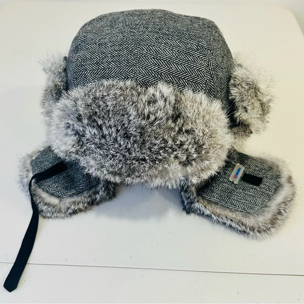 Men Wool Blend‎ Trapper Hat with Fur Ear Flap Winter Warm S/M